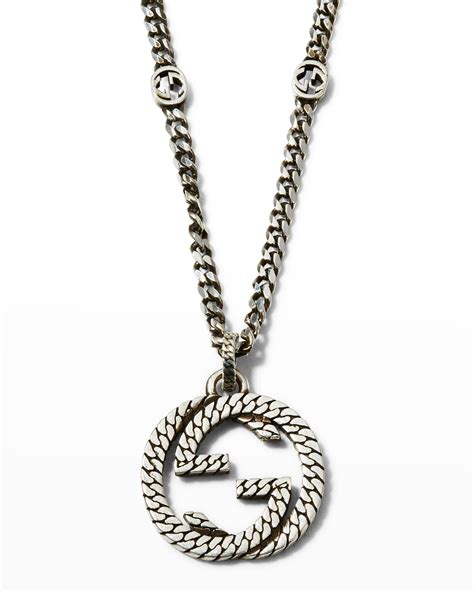 silver gucci necklaces for men|Gucci interlocking g necklace men's.